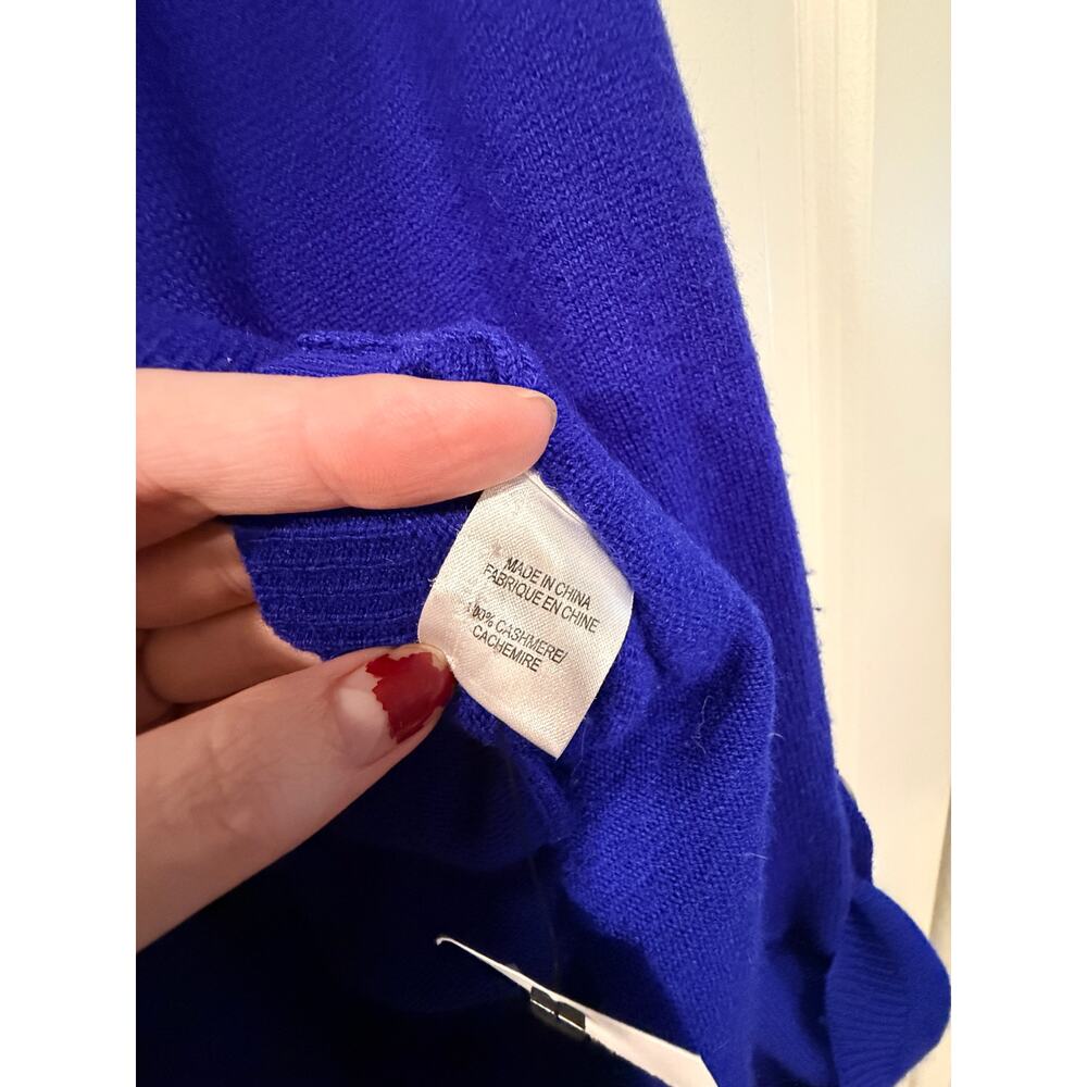 Theory M 100% Cashmere Long Button Front Cardigan Sweater $535 Bright Royal Blue - Picture 5 of 8